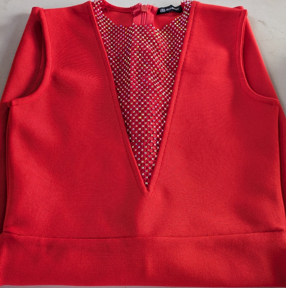 New Beautiful Bella Barnett Dress, red color,‎ size Large, bodycon. - Picture 11 of 14